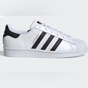 Adidas Superstar youth size 4 black and white shell toe shoes